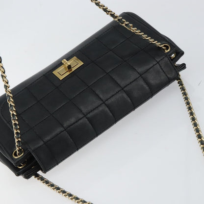 Chanel Chocolate Bar Accordion Reissue Flap Bag Quilted Lambskin, BLACK, LEATHER, Shoulder bag