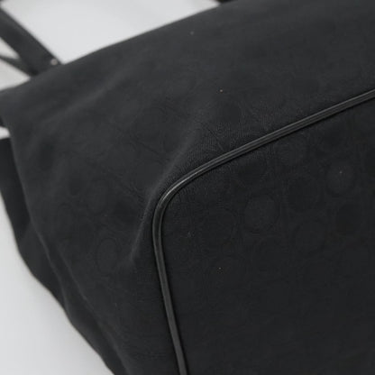 Salvatore Ferragamo Gancini Tote Canvas, BLACK, CANVAS, Tote bag