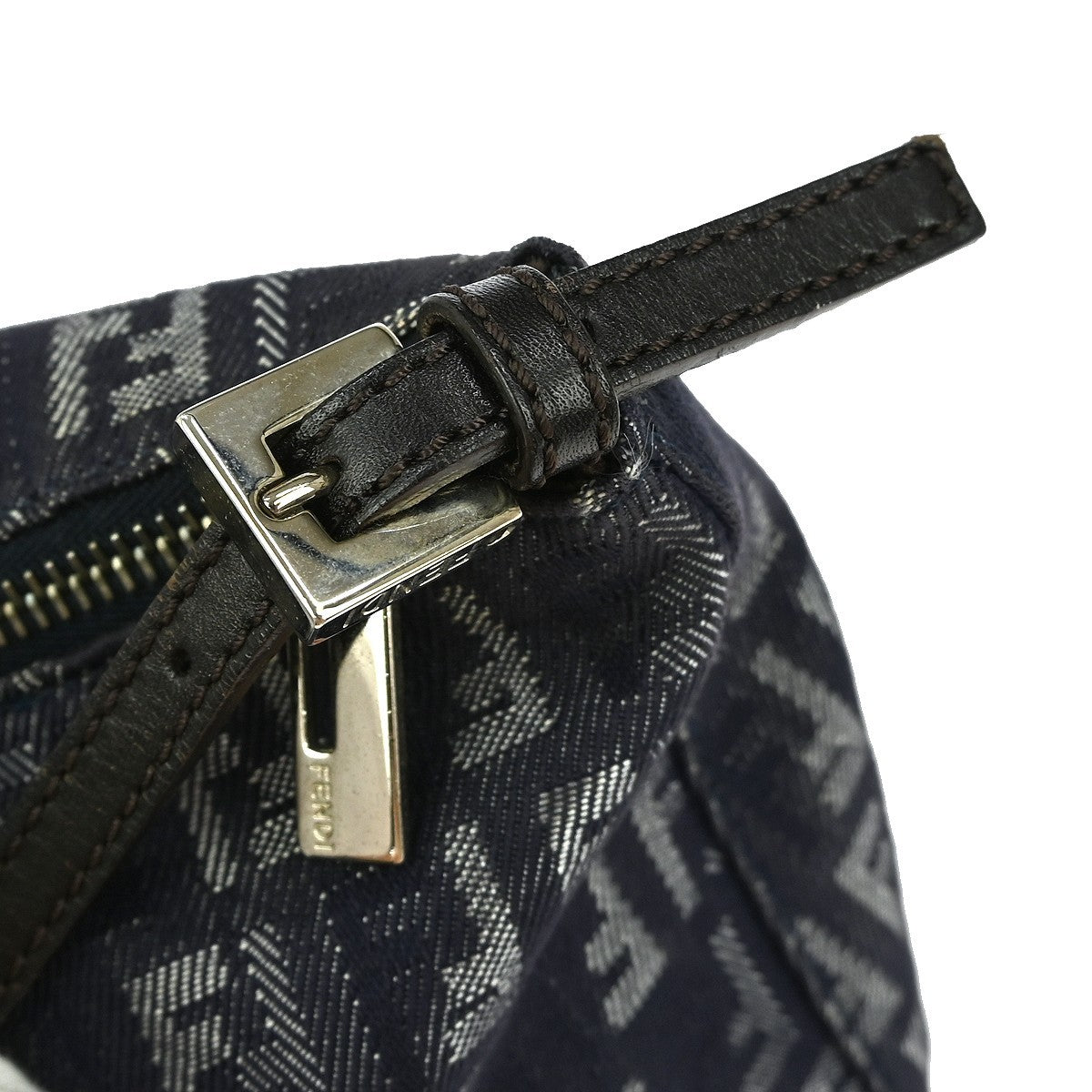 Fendi Belted Pochette Zucca Canvas, BLUE, CANVAS, Clutche & pouche