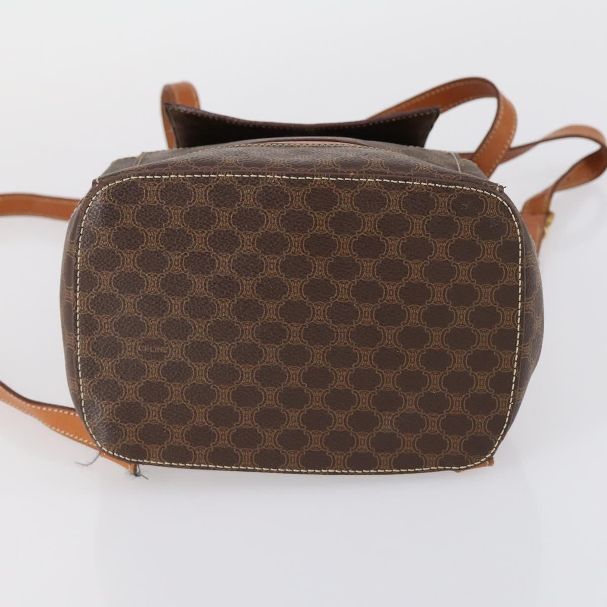 Celine Vintage Macadam Backpack Canvas and Leather, BROWN, CANVAS, Backpack