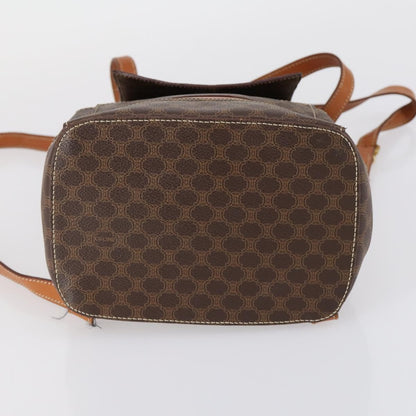 Celine Vintage Macadam Backpack Canvas and Leather, BROWN, CANVAS, Backpack