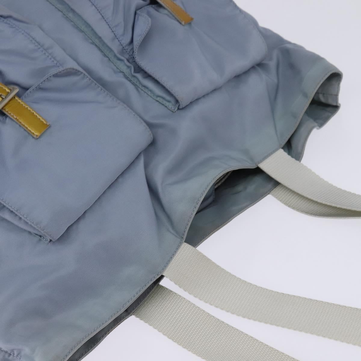 Prada Side Pocket Tote Nylon, BLUE, NYLON, Tote bag