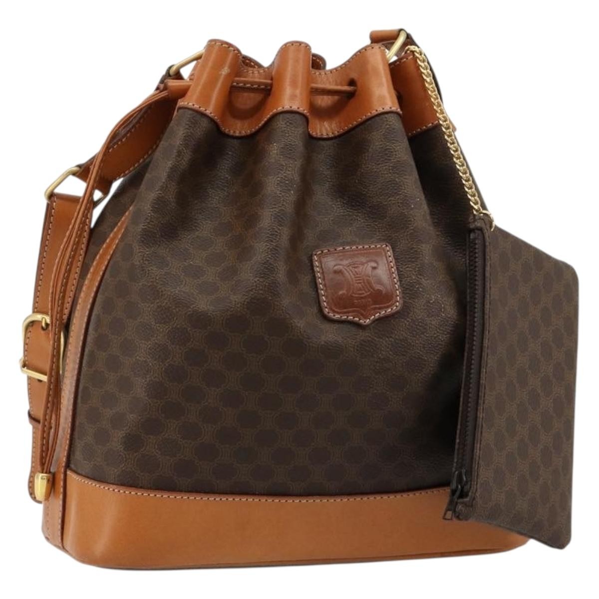 Celine Macadam Shoulder Bag PVC Leather, Brown, PVC, Shoulder Bag