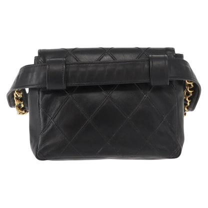 Chanel Vintage Flap Waist Bag Leather, BLACK, LEATHER, Clutche & pouche