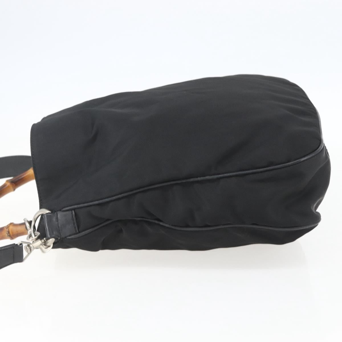 Gucci Vintage Bamboo Shoulder Bag Nylon, BLACK, NYLON, Tote bag