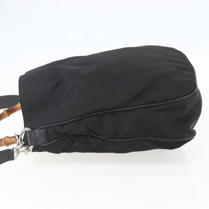 Gucci Vintage Bamboo Shoulder Bag Nylon, BLACK, NYLON, Tote bag