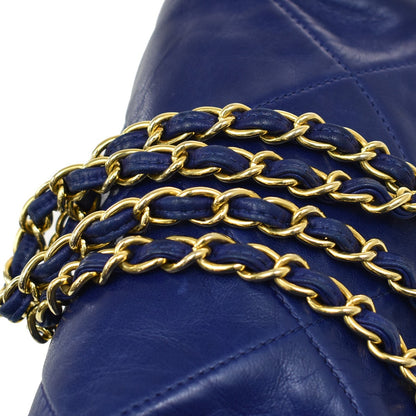 Chanel Vintage Diamond CC Barrel Bag Quilted Leather, BLUE, LEATHER, Shoulder bag