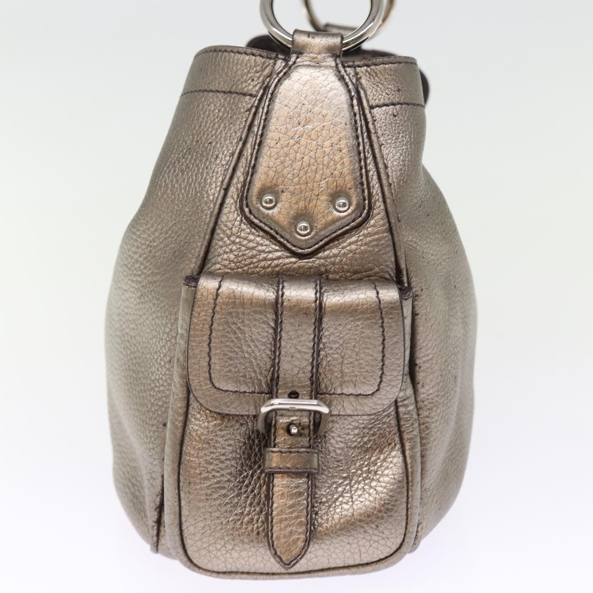 Prada Belted Hobo Vitello Daino, SILVER, LEATHER, Shoulder bag
