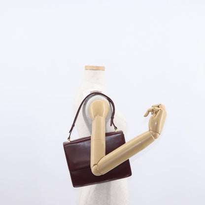 Celine Vintage Flap Shoulder Bag Leather, BURGUNDY, LEATHER, Shoulder bag