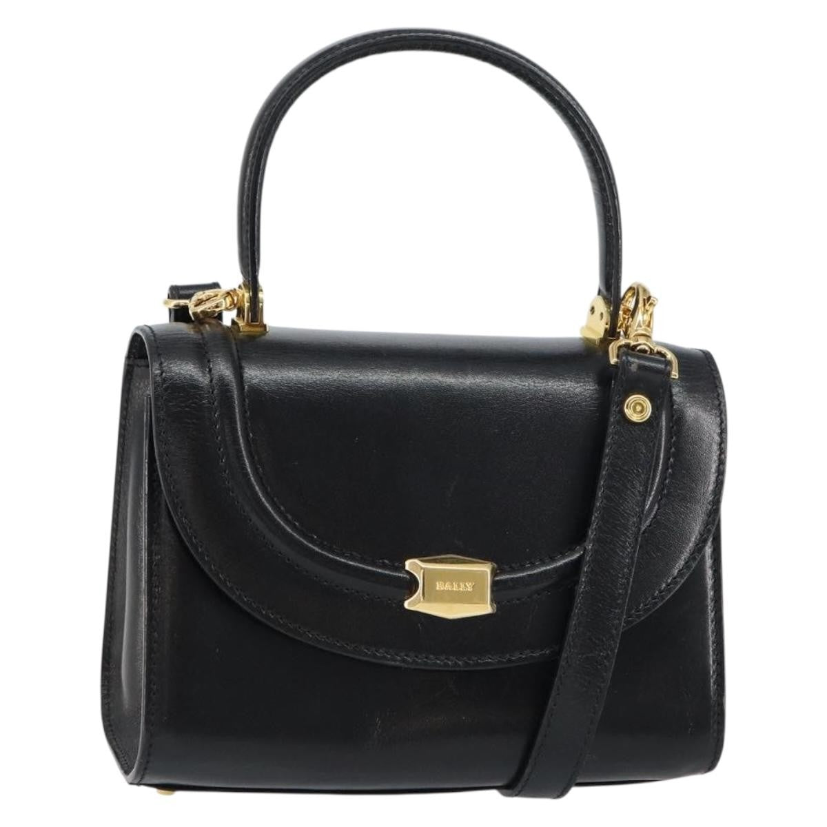 Bally Vintage Handbag Leather, Black, Leather, Handbag