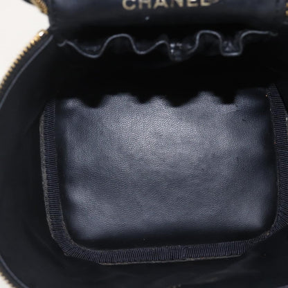 Chanel Vintage Timeless Cosmetic Case Caviar, BLACK, LEATHER, Clutche & pouche