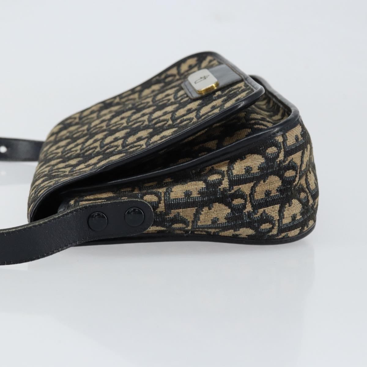 Christian Dior Vintage Trotter Shoulder Bag Canvas, NAVY, CANVAS, Shoulder bag