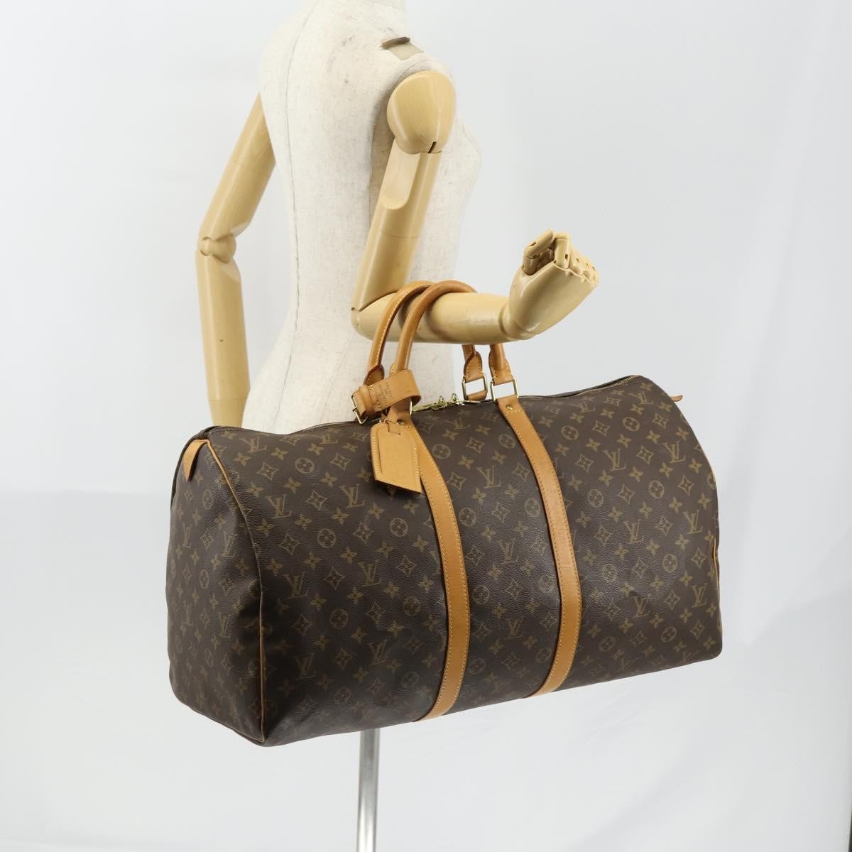 Louis Vuitton Keepall Bag Monogram Canvas, BROWN, CANVAS, Travel bag
