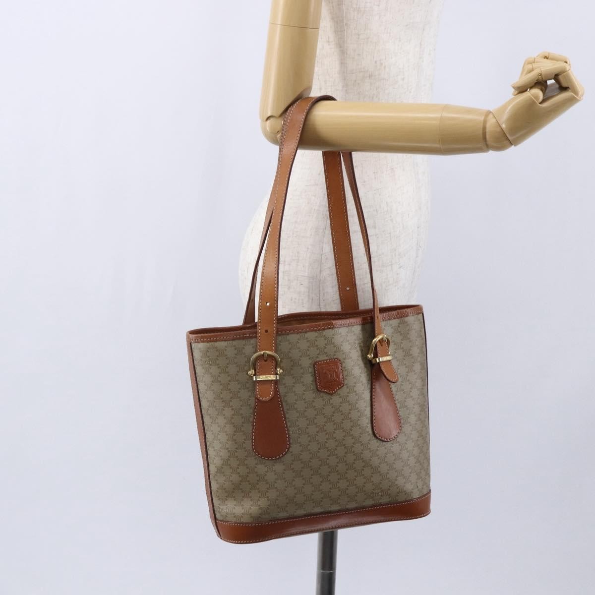 Celine Vintage Macadam Tote bag Canvas, BEIGE, PVC, Tote bag