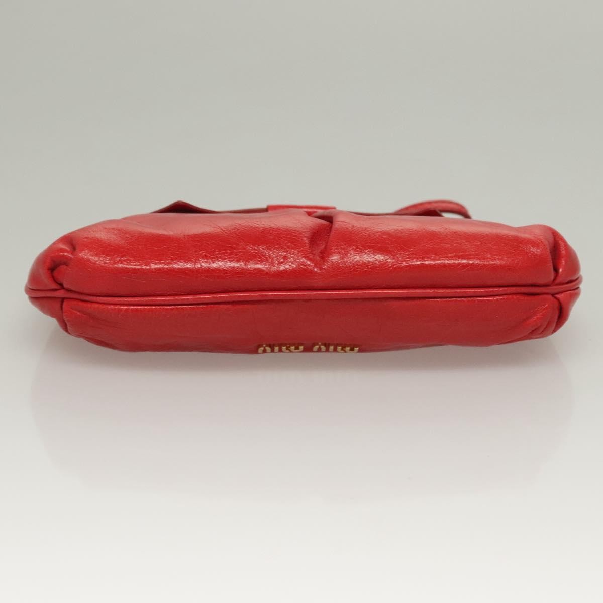 Miu Miu Zip Wristlet Pouch Leather, RED, LEATHER, Clutche & pouche