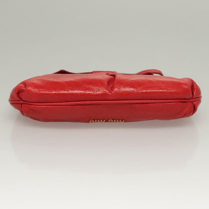 Miu Miu Zip Wristlet Pouch Leather, RED, LEATHER, Clutche & pouche