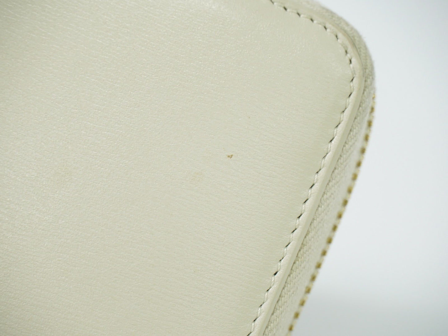 Saint Laurent Tiny Monogram Zip Around Wallet Leather, ECRU, LEATHER, Wallets