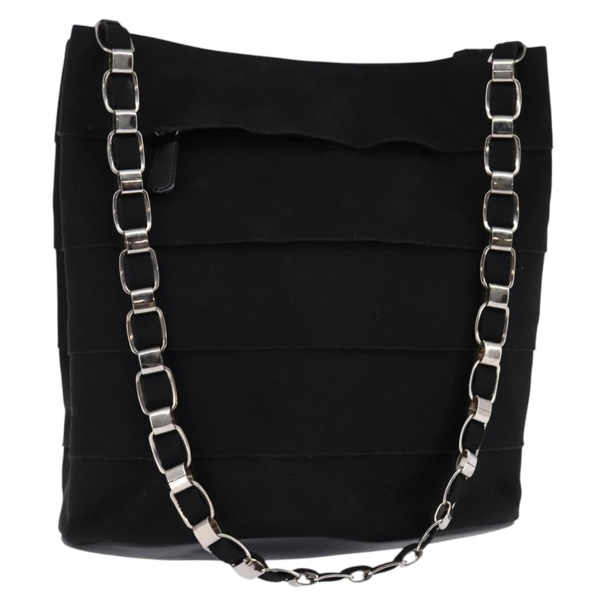 Salvatore Ferragamo Vala Shoulder Bag Canvas, BLACK, CANVAS, Shoulder bag