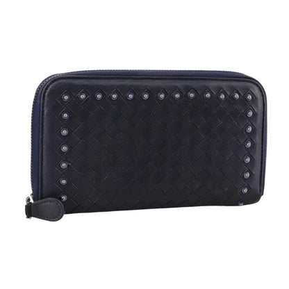 Bottega Veneta Intrecciato Long Zip  Wallet Leather, BLACK, LEATHER, Wallets