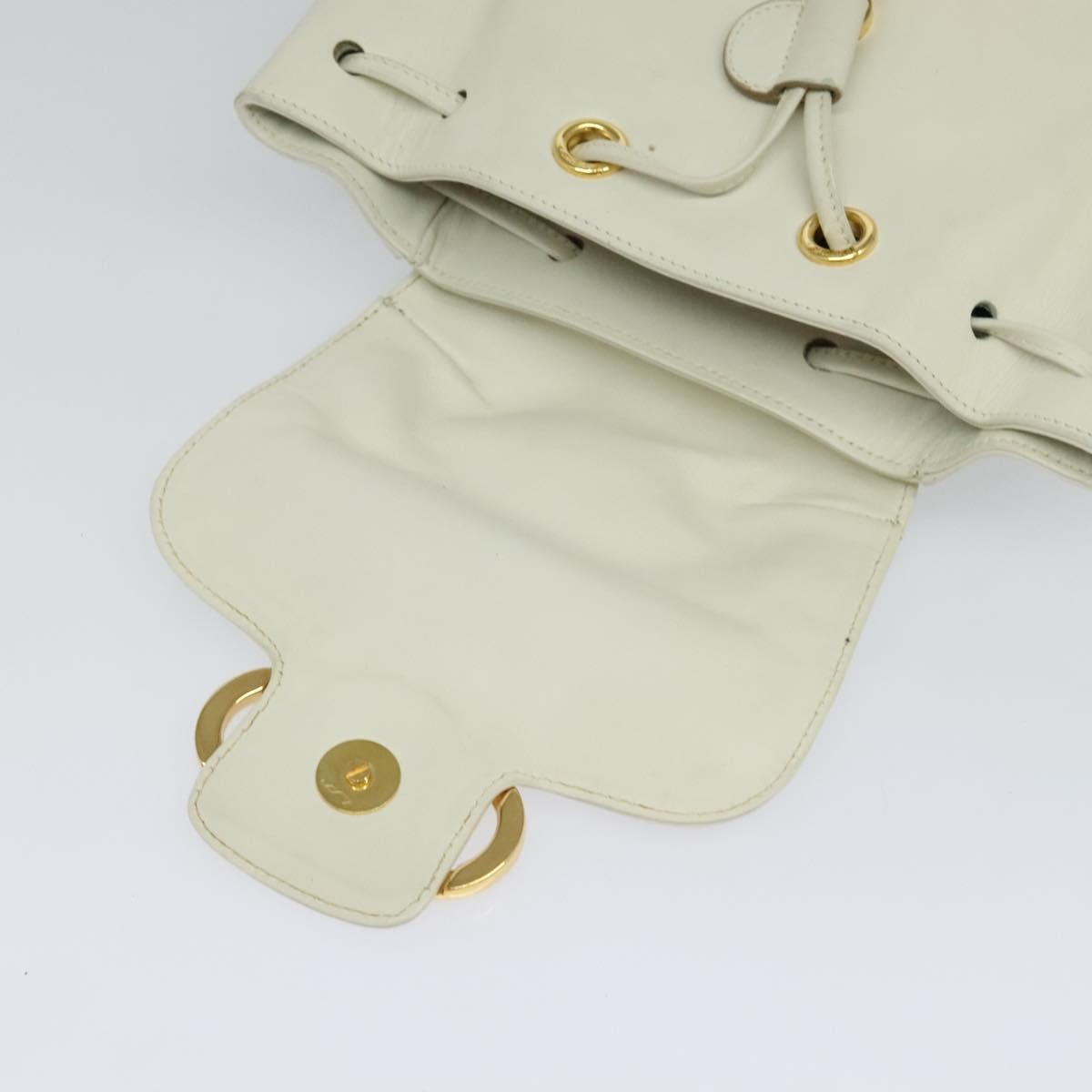 Salvatore Ferragamo Gancini Flap Drawstring Backpack Leather, WHITE, LEATHER, Backpack