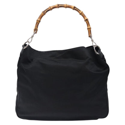 Gucci Vintage Bamboo Shoulder Bag Nylon, BLACK, NYLON, Shoulder bag
