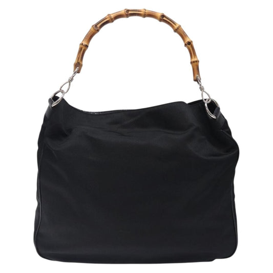 Gucci Vintage Bamboo Shoulder Bag Nylon, BLACK, NYLON, Shoulder bag