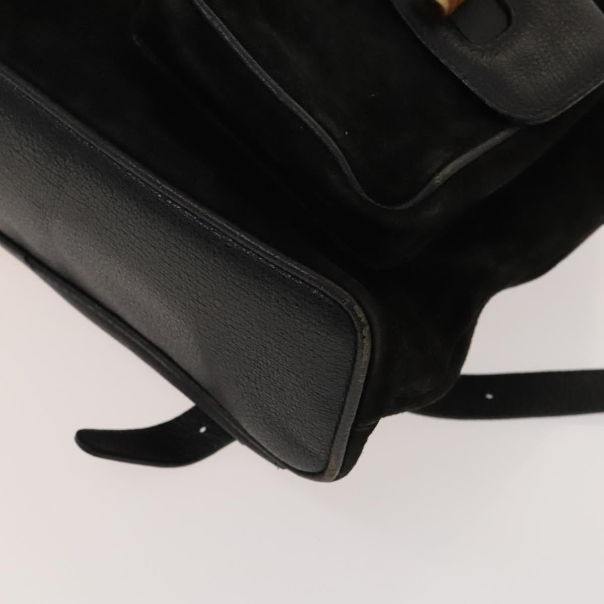 Gucci Vintage Bamboo Backpack Suede and Leather, Black, Suede, Backpack