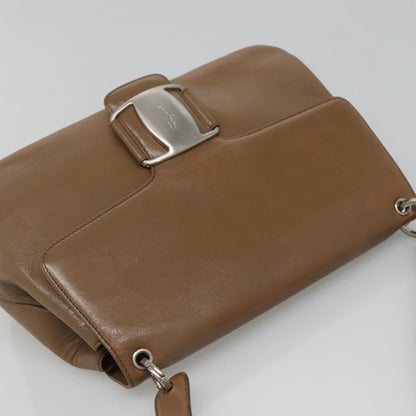 Salvatore Ferragamo Vala Shoulder Bag Leather, BROWN, LEATHER, Shoulder bag