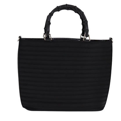 Gucci Convertible Bamboo Zip Tote Nylon, Black, Nylon, Tote Bag