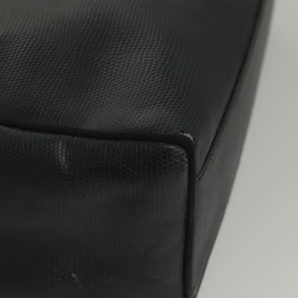 Salvatore Ferragamo Vintage Vara Bow Tote Lizard Embossed Leather, NAVY, LEATHER, Tote bag