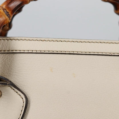 Gucci Diana Bamboo Top Handle Tote Leather, WHITE, LEATHER, Handbag