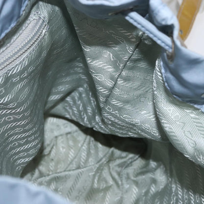 Prada Vela Double Front Pocket Backpack Tessuto with Saffiano Leather, BLUE, NYLON, Backpack