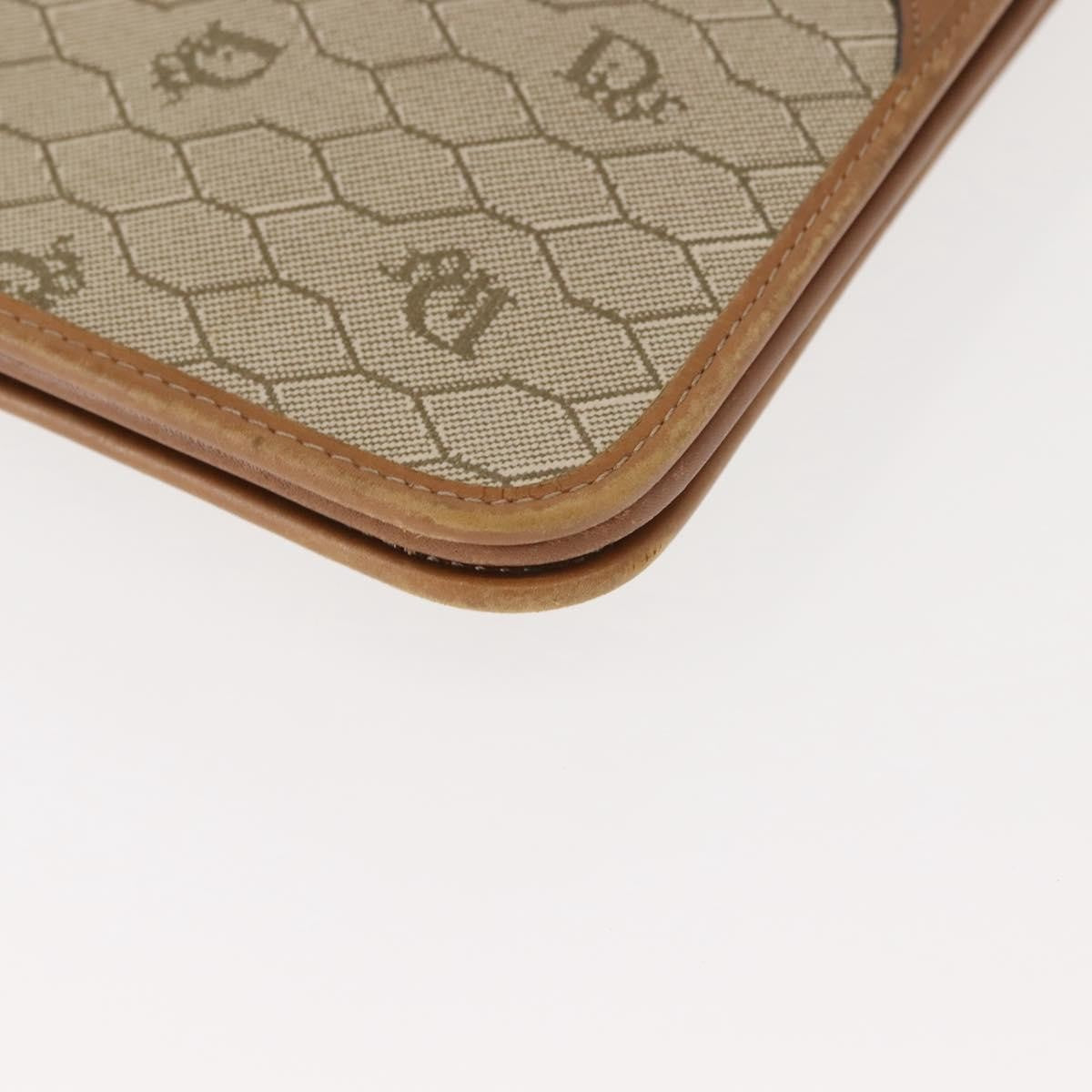 Christian Dior Vintage Honeycomb chain Canvas, BEIGE, CANVAS, Shoulder bag