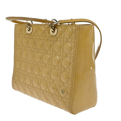 Christian Dior Lady Dior Bag Cannage Quilt Patent, Yellow, Patent Leather, Handbag