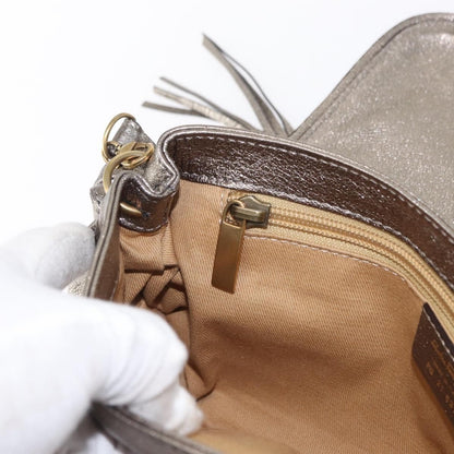 Salvatore Ferragamo Gancini Shoulder Bag Leather, SILVER, LEATHER, Shoulder bag