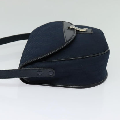 Christian Dior Vintage Trotter Shoulder Bag Embroidered Diorissimo Canvas, NAVY, CANVAS, Shoulder bag