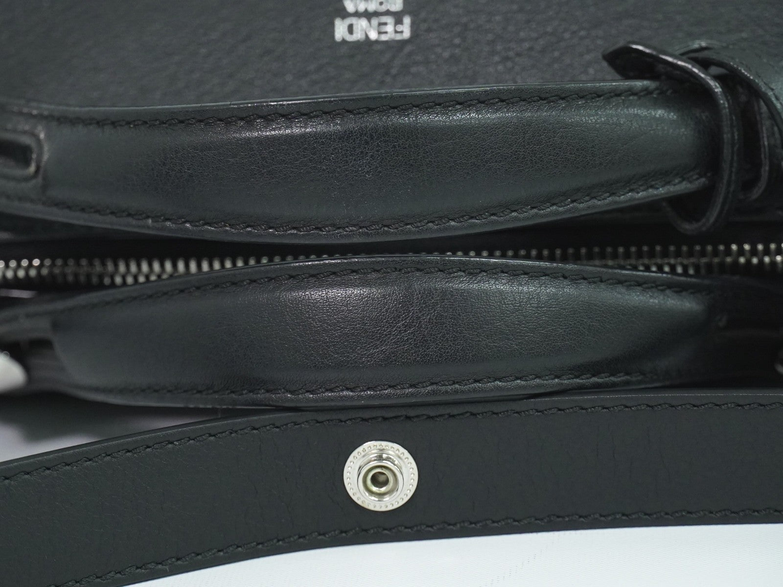 Fendi By The Way Satchel Leather, BLACK, LEATHER, Handbag