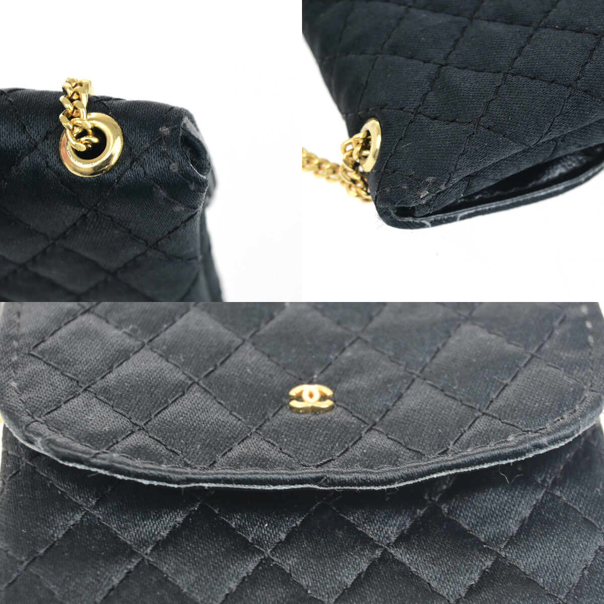 Chanel CC Logo Micro Matelasse Shoulder Bag Pouch Canvas, BLACK, CANVAS, Shoulder bag