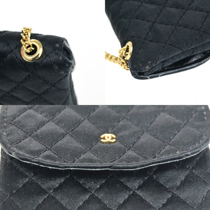 Chanel CC Logo Micro Matelasse Shoulder Bag Pouch Canvas, BLACK, CANVAS, Shoulder bag