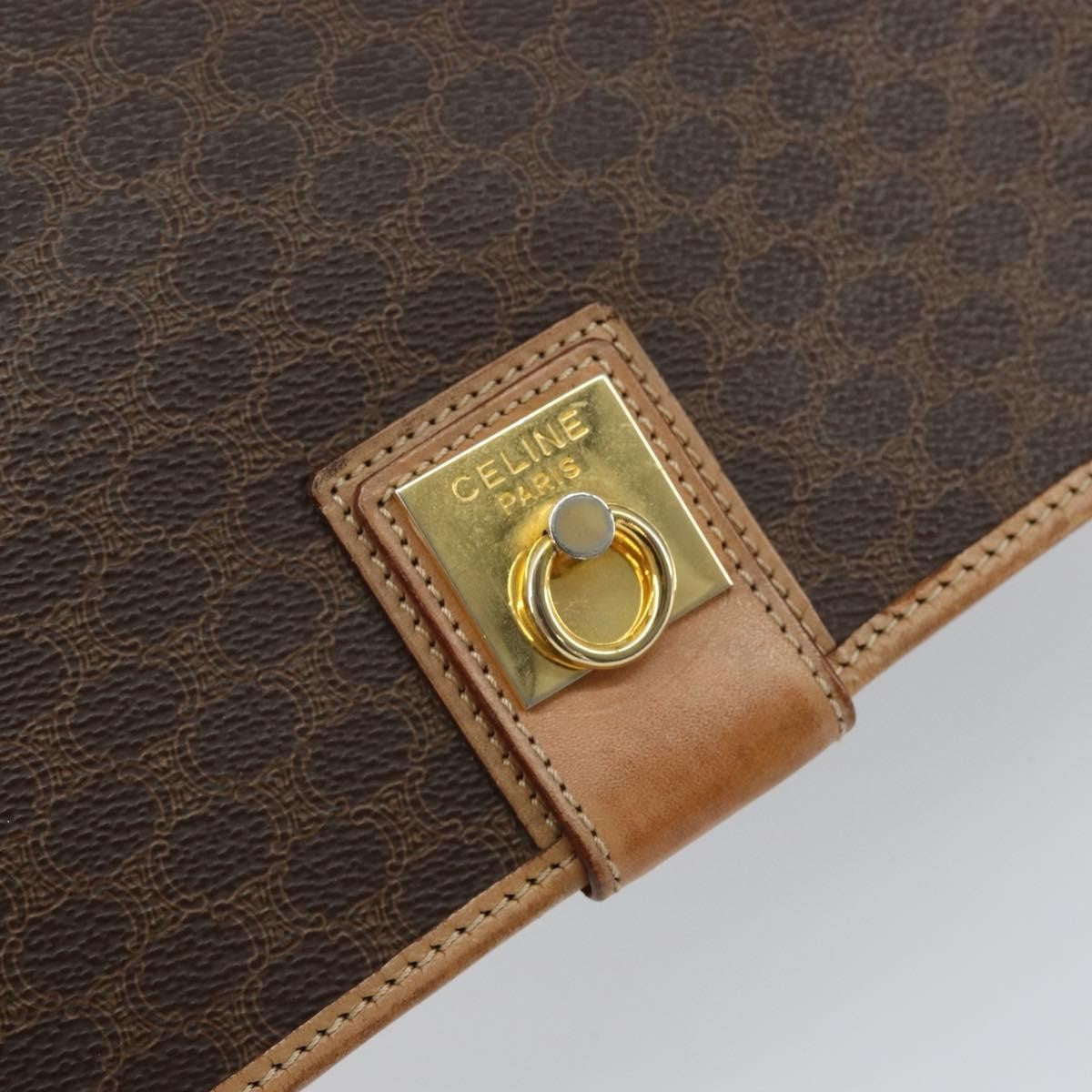 Celine Vintage Macadam Shoulder Bag Canvas and Leather, BROWN, CANVAS, Shoulder bag