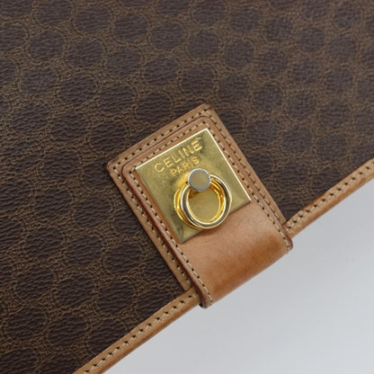 Celine Vintage Macadam Shoulder Bag Canvas and Leather, BROWN, CANVAS, Shoulder bag