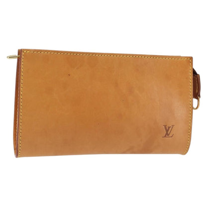 Louis Vuitton Bucket Pouch Leather, BEIGE, LEATHER, Clutche & pouche