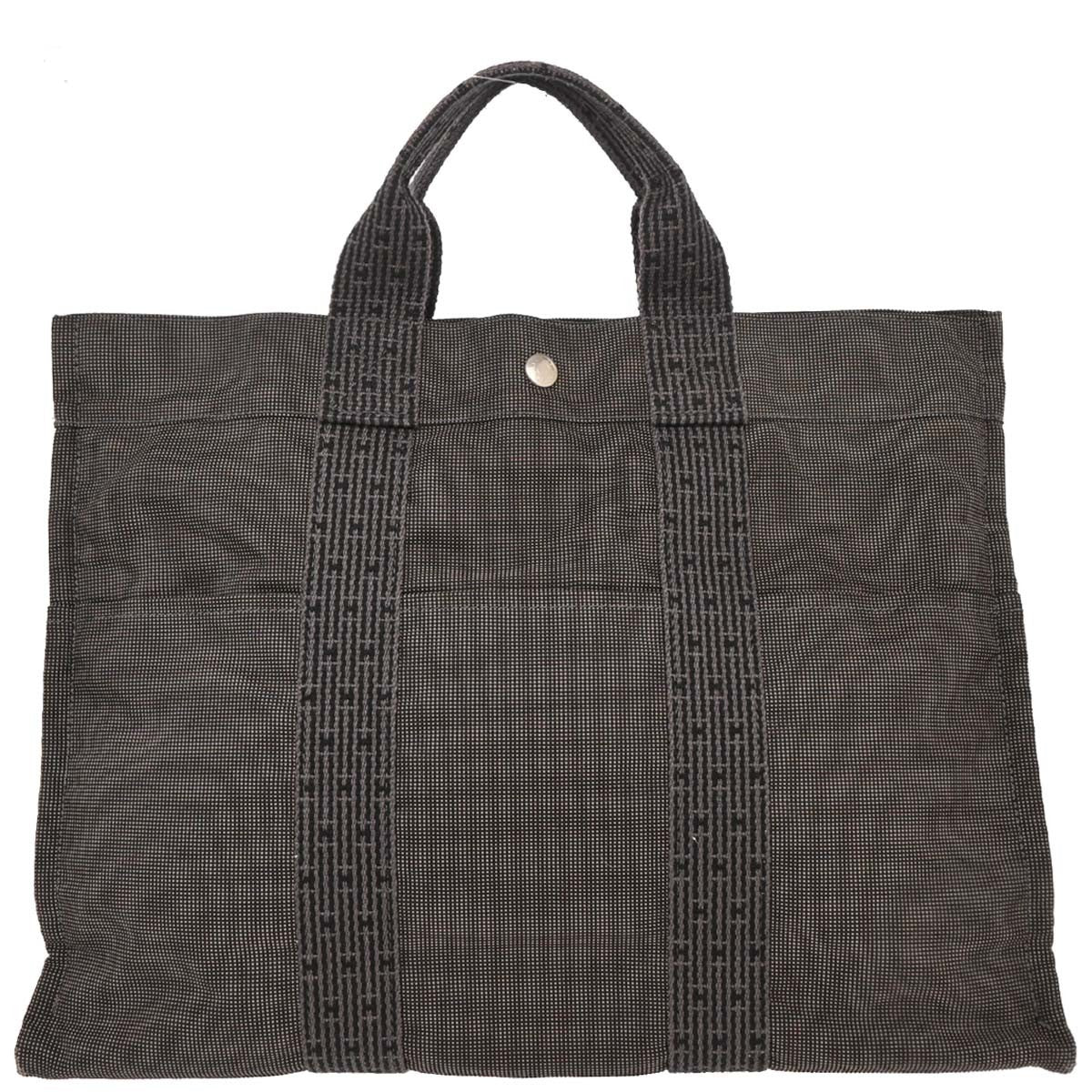 Hermes Fourre Tout Tote Canvas, GRAY, POLYAMIDE, Tote bag