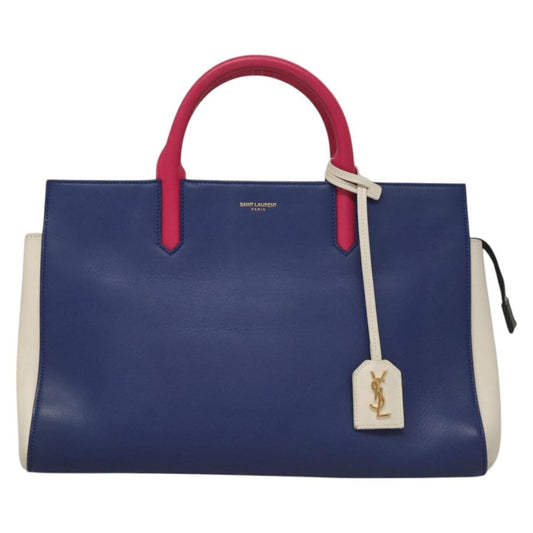 Saint Laurent Rive Gauche Cabas Leather, BLUE, LEATHER, Handbag