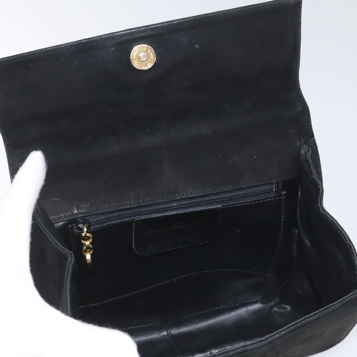 Salvatore Ferragamo Gancini Shoulder Bag Suede, BLACK, SUEDE, Shoulder bag