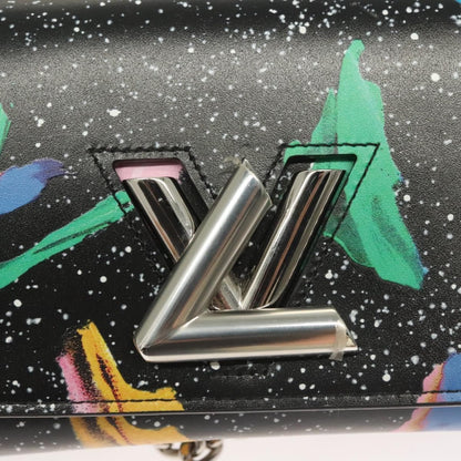 Louis Vuitton Twist Chain Wallet Limited Edition Printed Leather, BLACK, LEATHER, Clutche & pouche