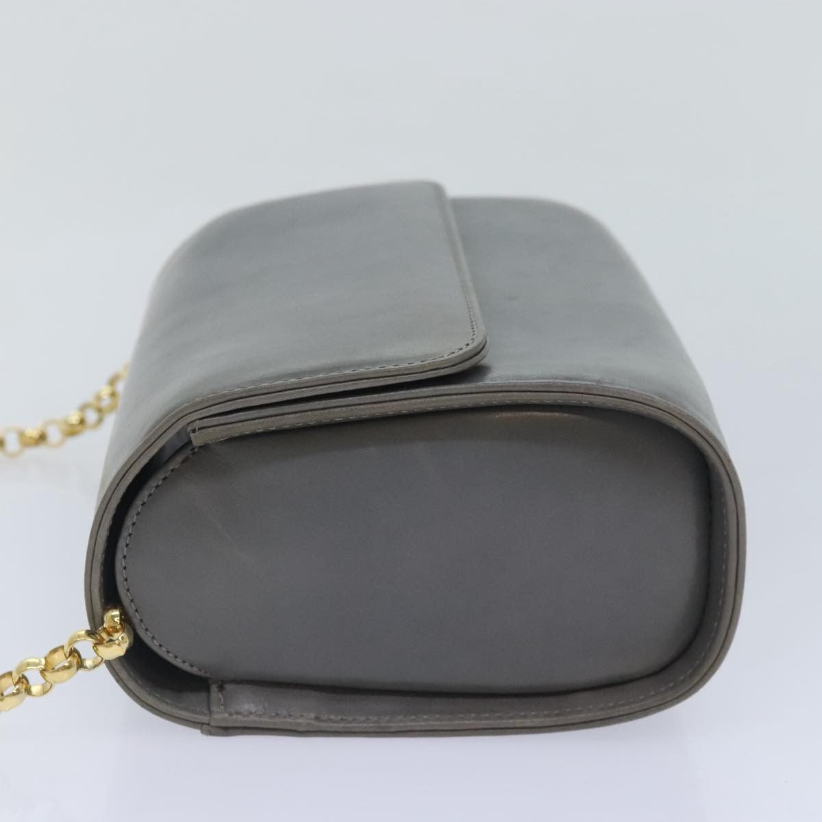 Salvatore Ferragamo Vintage Flap Chain Shoulder Bag Leather, GRAY, LEATHER, Shoulder bag