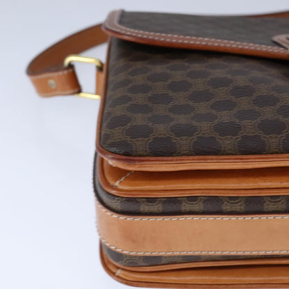 Celine Macadam Shoulder Bag PVC Leather, BROWN, CANVAS, Shoulder bag