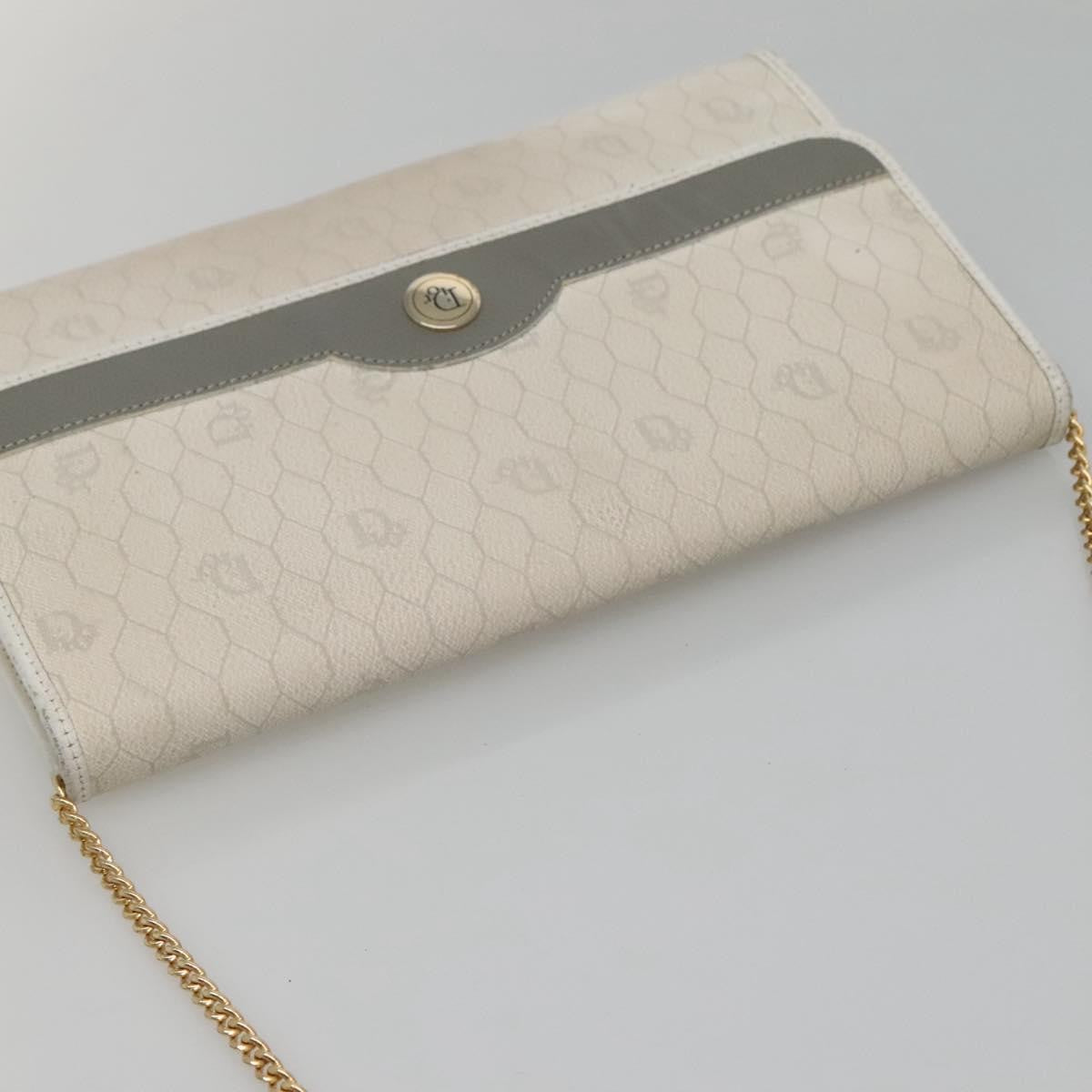 Christian Dior Vintage Honeycomb chain Canvas, WHITE, CANVAS, Handbag