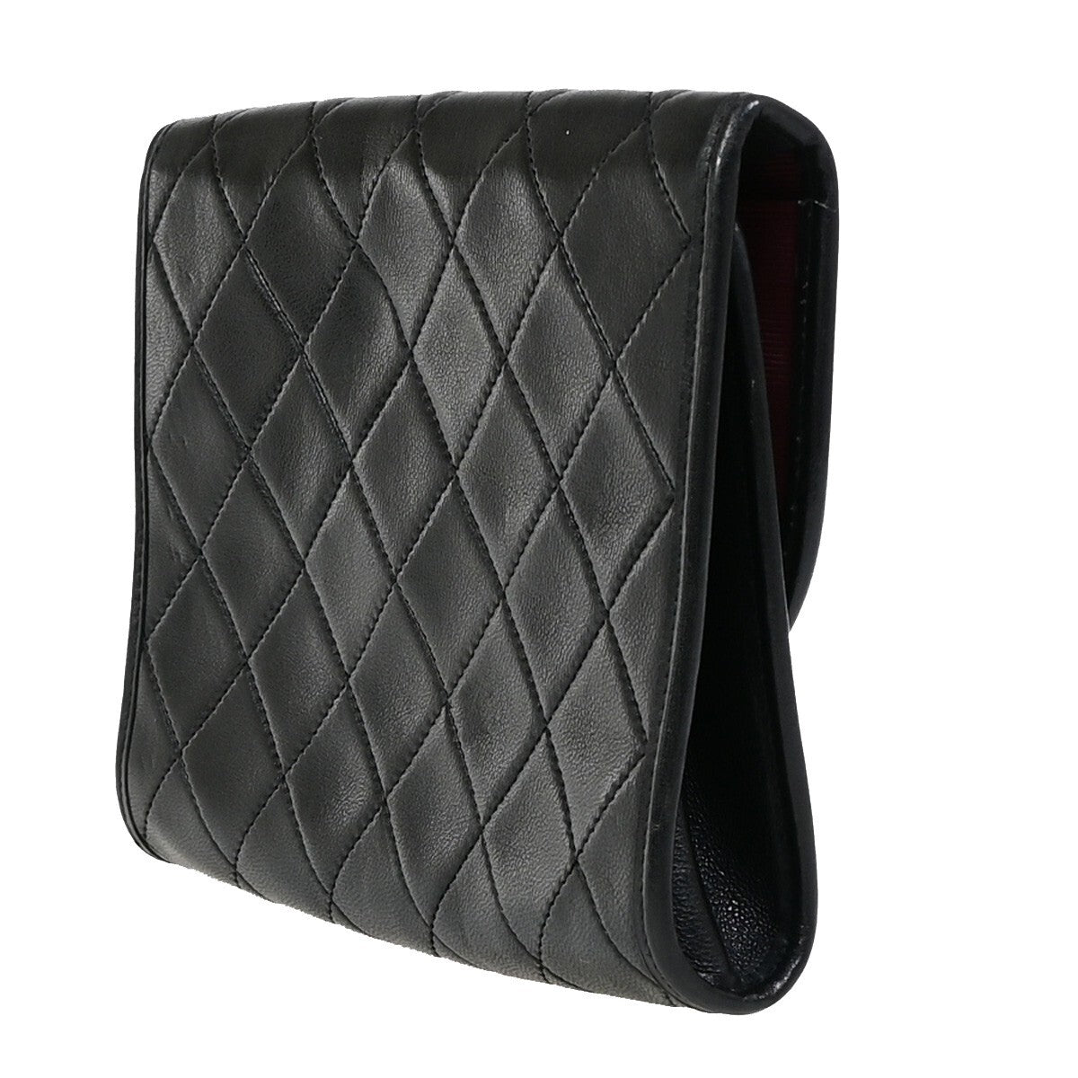 Chanel Vintage Round Flap Bag Quilted Lambskin, BLACK, LEATHER, Handbag